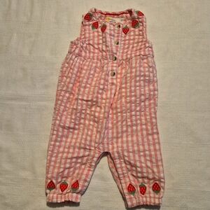 Baby Boden girls 6-9 months strawberry embroidered romper, VGUC